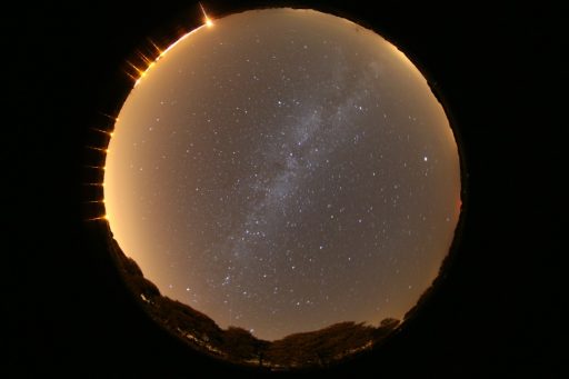 Night sky above Tricky Warren farm