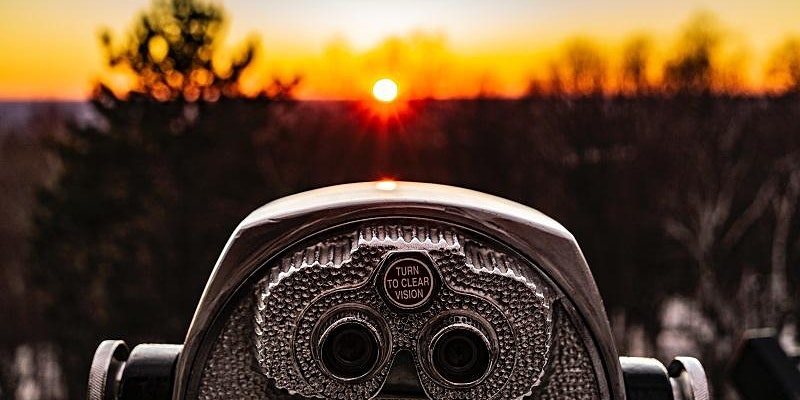 View finder looking at a beautiful sunset