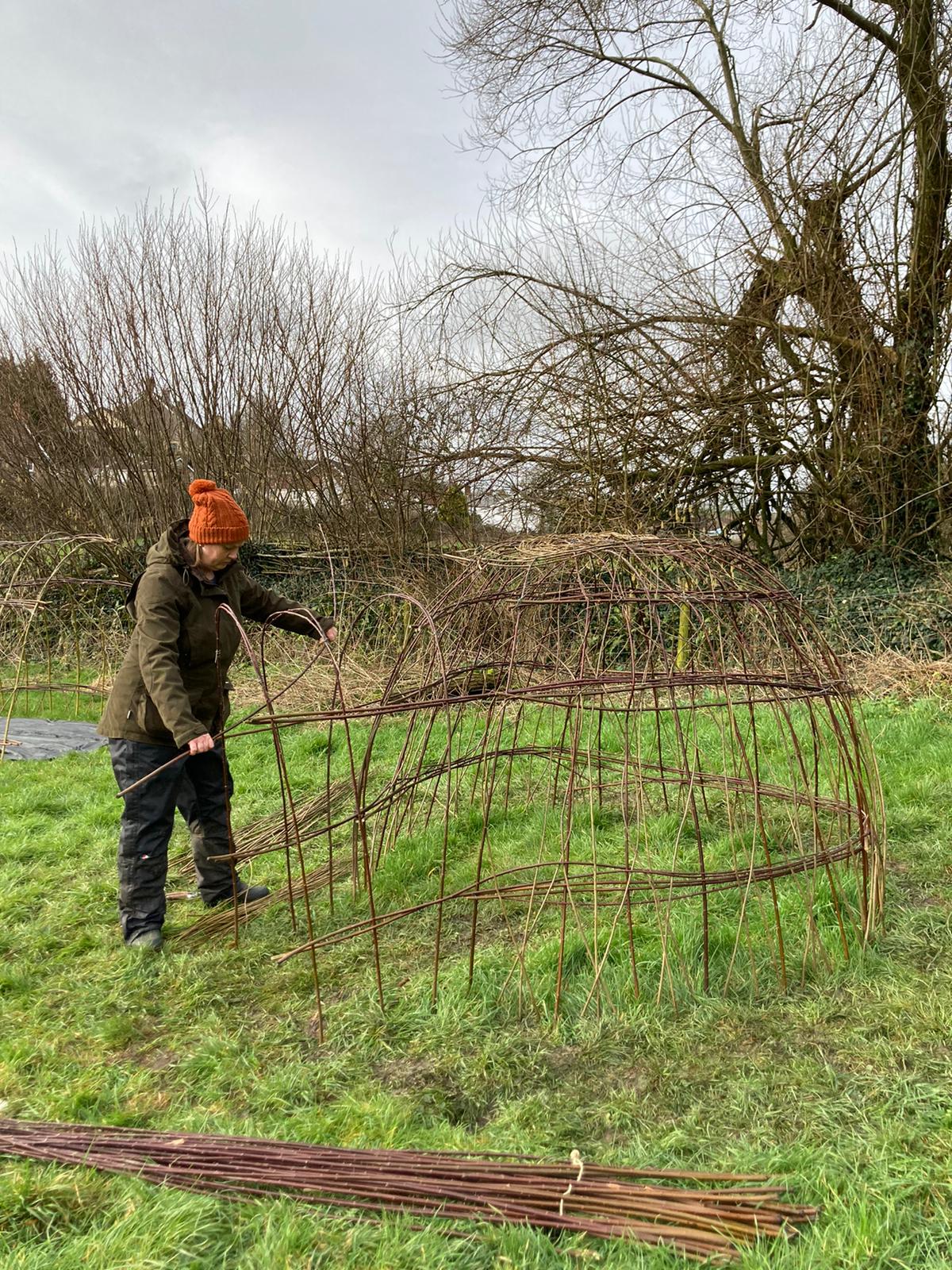 Willow arch being constructed - Wild Play at Underway Mead