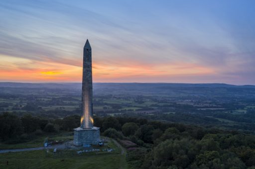 The newly restored Wellington Monument at sunset