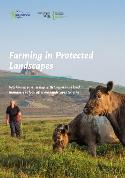 Farming in Protected Landscapes Booklet with man and two brown cows